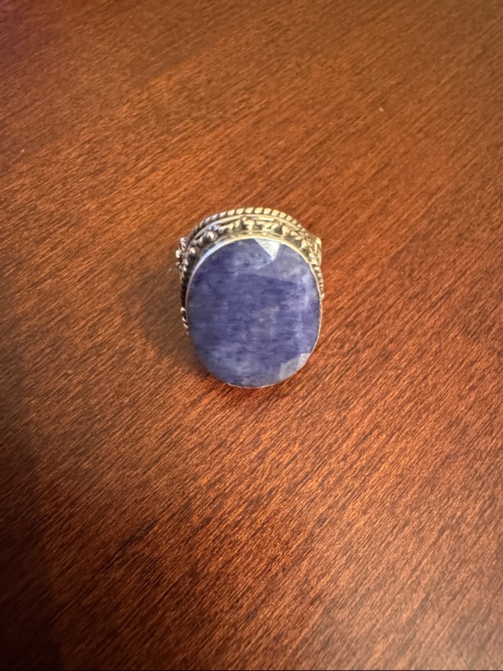 Sterling Silver Blue Stone Statement Ring